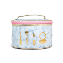 Load image into Gallery viewer, Marbled Blue Round Cosmetic Pouch
