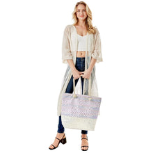 Load image into Gallery viewer, Iridescent White Leopard Print Beach Tote

