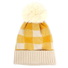 Load image into Gallery viewer, Mustard Buffalo Plaid Beanie
