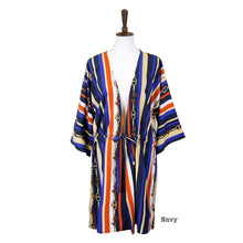Load image into Gallery viewer, Navy Stripe Designer Horsebit Cover Up
