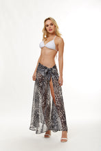 Load image into Gallery viewer, Gray Leopard Sarong Beach Skirt
