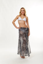 Load image into Gallery viewer, Gray Leopard Sarong Beach Skirt
