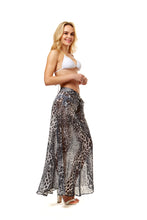 Load image into Gallery viewer, Gray Leopard Sarong Beach Skirt
