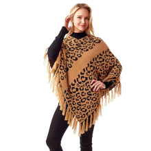Load image into Gallery viewer, Beige Leopard Eyelash Poncho
