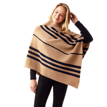 Load image into Gallery viewer, Beige Stripe Turtleneck Poncho
