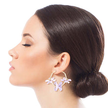 Load image into Gallery viewer, Lavender Metal Flower Hoops
