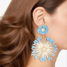 Load image into Gallery viewer, Dangle Blue Wildflower Large Earrings for Women
