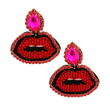 Load image into Gallery viewer, Pink Teardrop Lips Earrings

