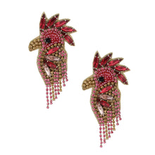 Load image into Gallery viewer, Pink Rhinestone and Bead Macaw Earrings
