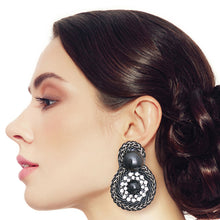 Load image into Gallery viewer, Black Braided Round Stud Earrings
