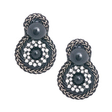 Load image into Gallery viewer, Black Braided Round Stud Earrings
