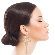Load image into Gallery viewer, Gold Star Crystal Baguette Earrings
