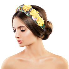 Load image into Gallery viewer, Mustard Flower White Headband
