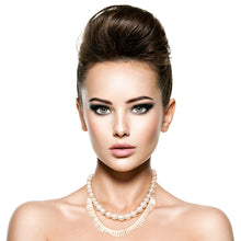 Cargar imagen en el visor de la galería, Fanned Gold and Pearl Necklace Set
