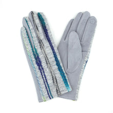 Cargar imagen en el visor de la galería, Gray Embroidered Stripe Touch Gloves
