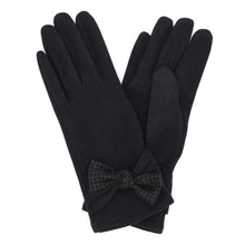 Load image into Gallery viewer, Black Houndstooth Bow Smart Gloves
