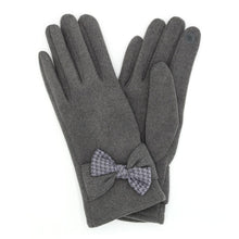 Load image into Gallery viewer, Gray Houndstooth Bow Smart Gloves
