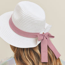 Load image into Gallery viewer, White Red Striped Bow Fedora
