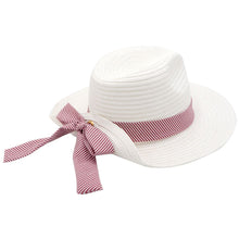 Load image into Gallery viewer, White Red Striped Bow Fedora
