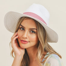 Load image into Gallery viewer, White Red Striped Bow Fedora
