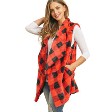 Load image into Gallery viewer, Red Buffalo Plaid Faux Fur Vest
