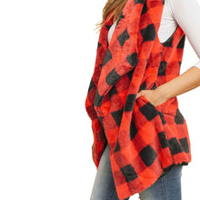 Load image into Gallery viewer, Red Buffalo Plaid Faux Fur Vest
