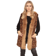 Load image into Gallery viewer, Brown Leopard Fur Trim Vest
