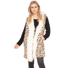 Load image into Gallery viewer, Cream Leopard Fur Trim Vest
