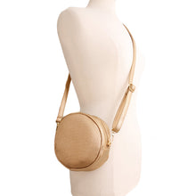 Load image into Gallery viewer, Gold Ribbed Circle Crossbody Wristlet
