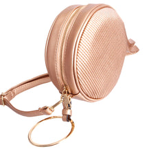 Load image into Gallery viewer, Rose Gold Ribbed Circle Crossbody Wristlet
