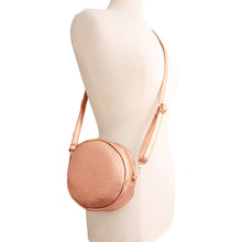 Load image into Gallery viewer, Rose Gold Ribbed Circle Crossbody Wristlet
