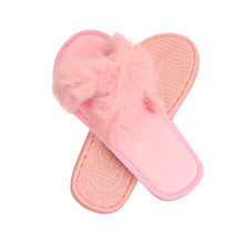 Load image into Gallery viewer, Size Medium Pink Fur Slippers
