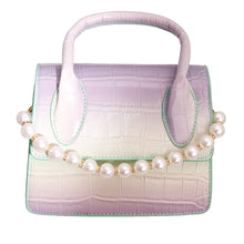 Cargar imagen en el visor de la galería, Purple and Green Croc Flap Satchel Handbag
