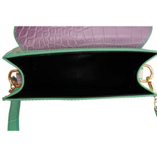Cargar imagen en el visor de la galería, Purple and Green Croc Flap Satchel Handbag
