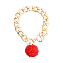 Load image into Gallery viewer, Red Pave Ball Toggle Bracelet
