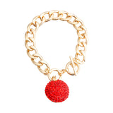 Red Pave Ball Toggle Bracelet
