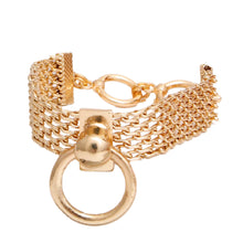 Load image into Gallery viewer, Gold Mesh Toggle Knocker Bracelet
