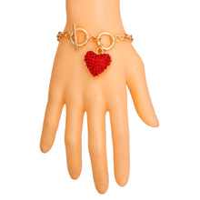 Load image into Gallery viewer, Gold Chain 3D Red Heart Bracelet
