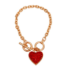 Load image into Gallery viewer, Gold Chain 3D Red Heart Bracelet
