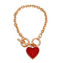 Cargar imagen en el visor de la galería, Gold Chain 3D Red Heart Bracelet
