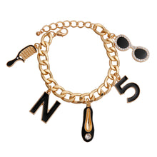 Load image into Gallery viewer, Gold Black Luxury Shoe Charm Bracelet
