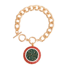 Load image into Gallery viewer, Red and Green Greek Toggle Bracelet
