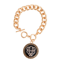 Load image into Gallery viewer, Gold Tiger Greek Medallion Bracelet
