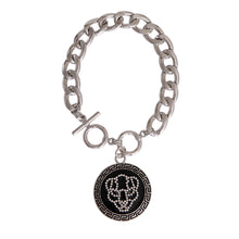 Load image into Gallery viewer, Silver Tiger Greek Medallion Bracelet

