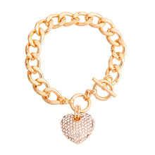 Load image into Gallery viewer, Clear Gold Heart Toggle Bracelet
