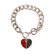 Load image into Gallery viewer, Designer Heart Silver Toggle Bracelet
