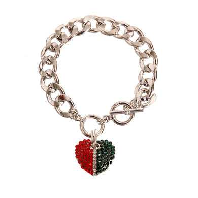 Designer Heart Silver Toggle Bracelet