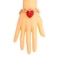 Load image into Gallery viewer, Red Rose Gold Heart Toggle Bracelet
