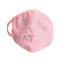 Load image into Gallery viewer, Pink Rhinestone BLACK LIVES MATTER Mask
