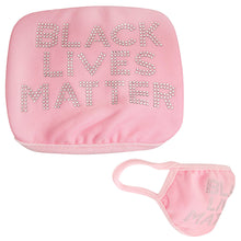 Load image into Gallery viewer, Pink Rhinestone BLACK LIVES MATTER Mask
